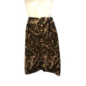 Notations retro geometric pattern mid knee length skirt size MP